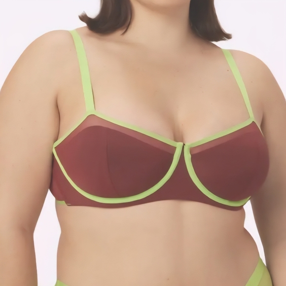 NWOT Parade Dream Underwire Balconette Bra Brown Green Size 34B. - Picture 1 of 7